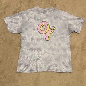 Odd Future Gray Tie-Dye Tee with Pink and Yellow Logo